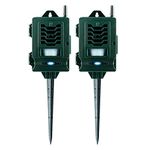 Pestbye® Ultrasonic Smart Link Cat Repellent System - Solar Powered Motion Activated & Waterproof - The Ultimate in Cat Repellers with Ground Stake - Set of 2