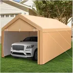 MFSTUDIO Carport 10x20, Carports Heavy Duty Car Canopy Tent with Removable Sidewalls Doors, Portable Garage Waterproof UV-Resistant Car Ports for Cars, Trucks, Boats, and Other Vehicles