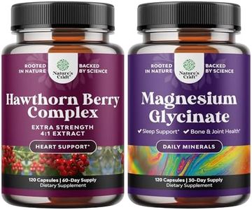 Bundle of Extra Strength Hawthorn Berry Capsules - Heart Health Supplement and Pure Magnesium Glycinate 400mg Per Serving for Mood Sleep and Relaxation