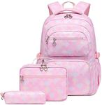 Leaper Fashion Mermaid Kids Backpacks School Backpacks for Girls Lunch Box Pencil Bag Pink