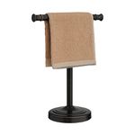 RUMOSE 17 Inch Oil Rubbed Bronze Towel Stand Hand Towel Holder Bathroom Kitchen Vanity Countertop T-Shape Towel Rack Free Standing Stainless Steel Towel Bar Towel Ring