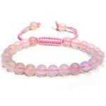 P&R:UK 8mm Adjustable Rose Quartz Bracelet - Unisex Love and Healing Crystal Jewelry, Emotionally Balancing Accessory for Peace and Harmony