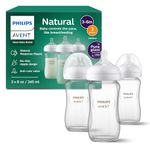 Philips Avent Natural Glass Baby Bottles with Natural Response Nipples (Medium Flow, Flow 3), 8oz, 3-pack, SCY913/03