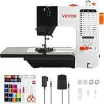 VEVOR Sewing Machine, Portable Sewing Machine for Beginners with 38 Built-in Stitches & Reverse Sewing, Dual Speed Sewing Machine with Extension Table Foot Pedal, Accessory Kit Family Home Travel