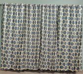 Trance Home Linen Floral Printed Curtains for Door and Windows 7 Feet |100% Cotton 60-65% Room Darkening Door Curtains | Parda for Living Room Bedroom Office | Window (Damask Blue - Set 4)