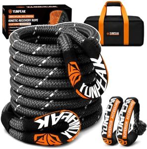 YUNPEAK 1.26" x 30ft Kinetic Recovery Tow Rope (56,000lbs) with 2 UHMWPE Soft Shackles Heavy Duty Offroad Recovery Rope for Trucks SUV UTV ATV Tractor Car Jeep (Black)