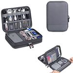 Travel Accessories Cable Organizer Bag - Portable Double Layers Electronic Digital Accessories Storage Pouch Bags for SD Card Case, USB Flash Drive,Charging Cords, USB Charger, Mini Tablet