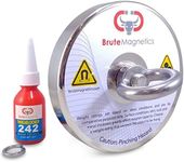Brute Magnetics 1200 lb Pull Force Huge Rare Earth Neodymium Fishing Magnet | 4.72" Single Sided Powerful Magnet, Eyebolt + Threadlocker | Strong Magnets for Fishing in Lakes or Rivers