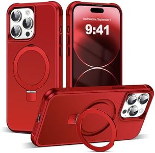 SKYLMW Compatible with iPhone 14 Pro Case with Invisible Magnetic O-Ring Stand Military-Grade Case for iPhone 14 Pro 6.1" [Compatible with Mag-Safe][Great Grip Feeling], Red