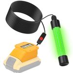 LED Underwater Green Fishing Light Compatible for Dewalt 20V Battery, 13W 1300 Lumens IP68 Rated Submersible Fishing Light Attractants for Night Fishing, Docks, Boats, Kayaks(No Battery)