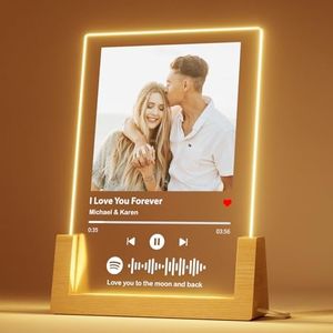 Bemaystar Spotify Plaque Custom Gifts - Acrylic Song Plaque with Picture - Personalized Gifts for Boyfriend Girlfriend Couple - Customized Valentines Day Gifts for Him Her