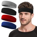 Mens Sweat Bands - Terry Cloth Sport Headbands for Men - Workout Headbands for Women - Running Headband -Tennis Athletic Sweatband for Cycling, Basketball, Yoga, Fitness