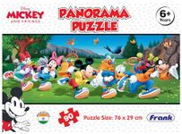 Frank Disney Mickey Mouse and Friends Panorama Jigsaw Puzzle (90 Pieces) for Kids Above 6+ Years - Fun & Challenging Brain Booster Games - Educational Puzzle for Focus and Memory -12128