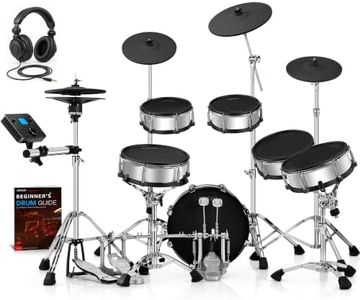 AKLOT Full-Independent Electronic Drum Set: Acoustic-Style Electric Drum Kit with 8GB Module, 6 Wooden Mesh Drums, 4 Cymbals, 16" Kick, 12" Two-Piece Hi-Hat, 14" Triple-Zone Ride, Double Kick Pedal