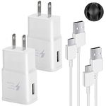 Charger for Samsung Galaxy S9, Swadaws 2 Pack Adaptive Fast Wall Android Cell Phone Tablet Charger Station Adapter with USB Type C Cable Compatible Samsung Galaxy S20 S10 S10e S8 Plus/Note 8 9 (White)