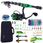 Sougayilang Fishing Rod and Reel Combos - Carbon Fiber Telescopic Fishing Pole - Spinning Reel 12 +1 BB with Carrying Case for Saltwater and Freshwater Fishing Gear Kit-G2.1+30