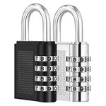 ZHEGE Combination Padlock, 4 Digit Code Padlock for Gym Locker, Weatherproof Padlocks with Code Outdoor for Fence, Gate, Sheds, Garage Door, Number Padlock (2 Pack, Black and Sliver)