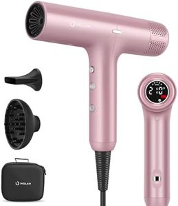 Hair Dryer, IG INGLAM 110, 000 RPM High-Speed Blow Dryer with LED Display, 1300W Low Noise Negative Ionic Hairdryer, 3 Temps & 3 Speeds Cool Switch & Memory Function, Lightweight, Rose Pink