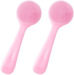 HINZIC 2 Pack Silicone Manual Facial Cleansing Brush, Skin Friendly Waterproof Face Cleaning Scrubber Exfoliator Cleanser for Blackheads Whiteheads Makeup Residues Removal- Pink