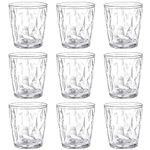 Hedume 9 Pack 10-Ounce Plastic Water Tumblers, Transparent Unbreakable Drinking Glasses, Clear Acrylic Reusable Juice Wine Cups Stackable for Home, Picnic Party