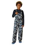 Eddie Bauer Kids Powder Search Snow Bib for Boys and Girls, Water Resistant Insulated Ski Overalls, Grey Blue Camo, X-Small