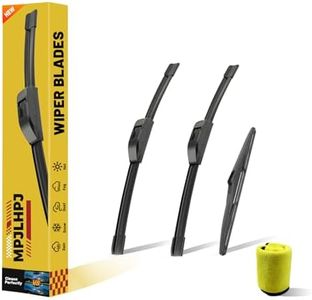 3 Pack Windshield Wipers Replacement for Jeep Wrangler 2007-2017, Wiper Blades 15"+15" Front & 13" Rear, All Weather Automotive Windshield Wipers Blade Sets