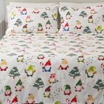 Great Bay Home 100% Turkish Cotton Cal King Kids Holiday Flannel Sheet Set | Deep Pocket Fitted Sheet, Soft Christmas Sheets | Warm Bed Sheets | Anti-Pill Flannel Sheets (Cal King, Holiday Gnomes)