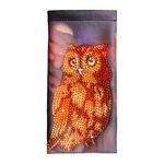 Diamond Painting Kits Leather Eyeglasses Pouch DIY Portable Spring Soft Sunglass Case for Women Men, Owl, S