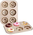 Nonstick Donut Pan, Beasea 2 Pack Donut Baking Pans, Carbon Steel Donut Mold, Donut Baking Tray Bagels Mold for 6 Donuts 01.3 Style Donut Pan 2pcs