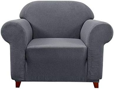 subrtex 1-Piece Stretch Sofa Cover Spandex Jacquard Fabric Slipcovers for Couch, Sofa Armchair Anti-Slip Furniture Protector (Chair, Grey)