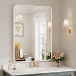 Dripex 55 x 75cm Rectangle Mirror, Rectangular Hanging Wall Mirror - Home Decorative Wall Mounted Vanity Mirror for Bathroom, Dressing Room & Living Room, White