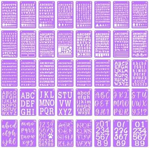 UCEC 40 PCS Small Letter Stencils for Painting, 6+ Sizes 0.3/0.35/0.55/0.65/0.85/1.45 Inch Number & Alphabet Stencils for Crafts Reusable - Bullet Journal Stencil & Small Stencil for Journaling Art