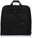 Amazon Basics - Premium XL Garment and Suit Bag with Adjustable Shoulder Strap, Two Tie-Down Straps and Metal Eyehole for Hanger, 109 x 51 x 8 cm, Black, Solid