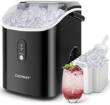 COSTWAY Nugget Countertop Ice Maker, Ready in 6 Mins, 34 lbs/24H, Ice Machine with Soft Chewable Pellet Ice, Self-Cleaning, One-Click Operation, Ice Basket & Ice Scoop for Kitchen (Black)