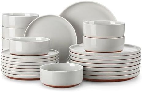 MALACASA Plates and Bowls Sets, 24 Pieces Modern Ceramic Dinnerware Set for 8 Kitchen Dinner Set Stoneware Dishware Dishes Set Microwave and Dishwasher Safe, Grey, Series TARA
