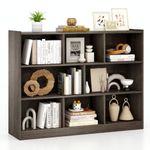 SILKYDRY 8 Cube Storage Bookcase, 3-Tier Horizontal Bookshelf Organizer, Wooden Display Cabinet for Living Room, Bedroom, Study, 48'' x 12.5'' x 36.5'' (Gray)