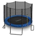 SereneLife Outdoor Trampoline with Enclosure 10FT - Full Size Backyard Trampoline with Safety Net - Enclosed Trampoline for Kids, Teen, Adult - 10 Feet Indoor Outdoor Trampolines SLTRA10BL (Blue)