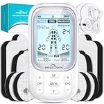 Easy@Home Tens Machine EMS: TENS Machine for Pain Relief EMS Muscle Stimulator for Back Pain | Back Massage Machine for Pain | Arthritis Pain Relief | Dual Channel 24 Modes 16 Pads Replacements