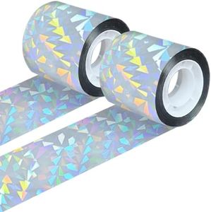 ASTIMESA Double Sided Reflective Bird Scare Tape, Holographic Sparkly Bird Tape, Flash Reflective Ribbon for Birds Woodpeckers Pigeons Keep Away from House Garden Patio (2, 524.9 Ft)