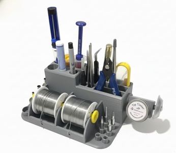 3D Printed Soldering Tool Organizer – Made in USA – Desk Caddy for Electronics Repair, Solder Wire Holder, Precision Tool Stand – Black/Gray/Blue (gray)