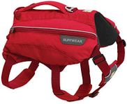 RUFFWEAR Hydration Pack for Dogs, Includes 2 600 ml Water Bottles, Medium Sized Breeds, Adjustable Fit, Size: Medium, Red Currant, Singletrak Pack