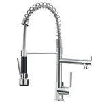 Fapully Polished Kitchen Faucet,Kitchen Sink Faucets Robinet Cuisine Contemporary Spring Single Handle with Pull Down Sprayer Chrome