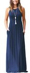 PCEAIIH Women's Casual Sleeveless Maxi Dress Loose Long Dresses with Pockets (S-B-Navy)