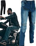 Texpeed Mens Motorcycle Motorbike Biker Trousers - Jeans Pants Made With 280gsm Aramid And Protective CE Armour (EN 1621-1) - Tapered Fit Blue Denim - 36W / 29L