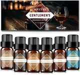 Mens Essential Oils Set - TOP 6 Gentlemen's Fragrance Oil for Diffuser, Candle & Soap Making - Sandalwood, Cologne, Black Cedar, Leather, Sweet Tobacco, Bay Rum Essential Oil Kit for Men (10mL)