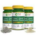 Pure Nutrition ZMA 180 Vegetarian Tablets (60 x 3), Zinc Magnesium Aspartate + Vitamin B6 for Men & Women, Nightime Muscle Recovery Supplement, Boosts Muscle & Bone Strength, Improves Sleep Quality