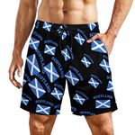 KJHBVND Flag of Scotland Men's Beach Shorts Compression Liner Swim Trunks Quick Dry Board Pants White