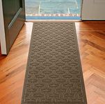 Bungalow Flooring Waterhog Runner Door Mat, 2' x 5' Made in USA, Durable and Decorative Floor Covering, Skid Resistant, Indoor/Outdoor, Water-Trapping, Ellipse Collection, Khaki/Camel