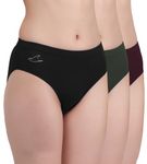 FREECULTR Women’s Micromodal Mid Rise Hipster with Medium Rear Coverage | Breathable Modal Fabric | Super Soft Elastic Pack of 3 Size XL Sable Black, Avocado Green, Port Wine