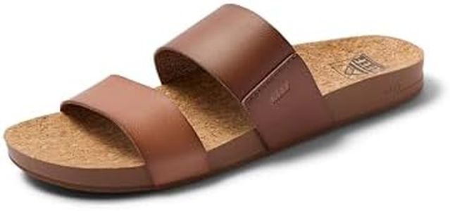 REEF Cushion Vista Womens Fashion Slide Sandal, Vegan Leather Strap, Ultra Soft Cushion Footbed, Espresso Duo, 9
